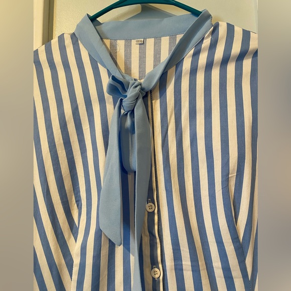 Retro-inspired blue-striped shirt dress size 3XL - Picture 4 of 4